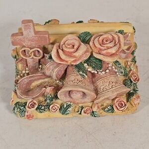 Vintage Ceramic Wedding Card Holder Hand Painted 4 In Ceramic